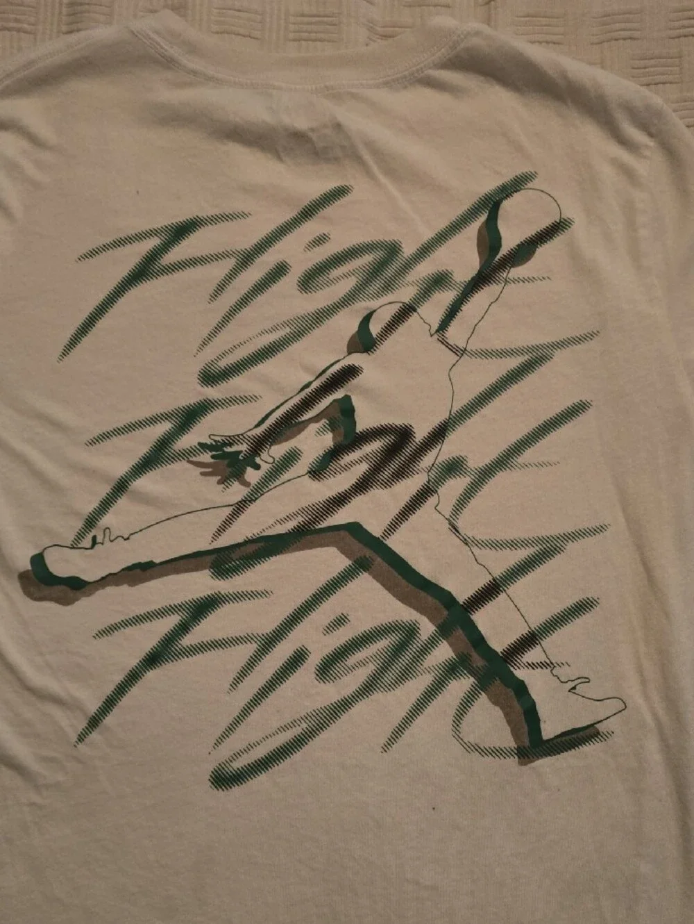 Jordan White Short Sleeve Tee with Green Jumpman Script